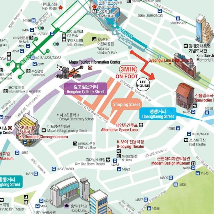 3rooms 4beds Kitchen Hongik Stn 3min *
